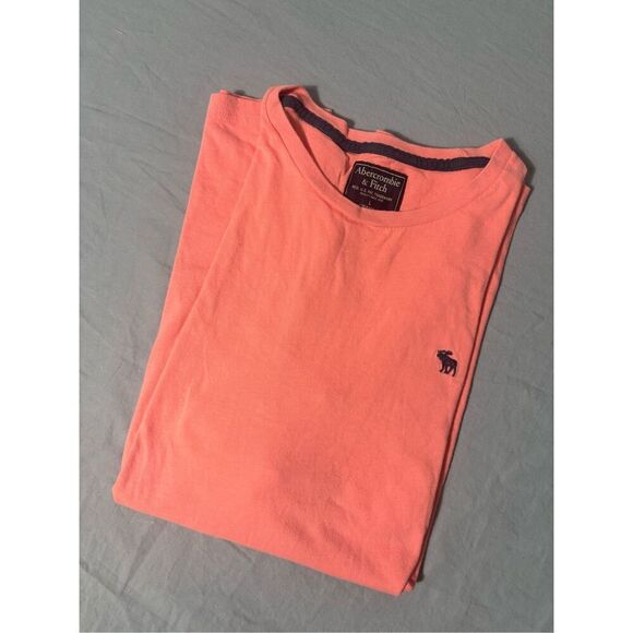 Abercrombie & Fitch T-Shirt Mens Medium Pink Short Sleeve Moose Logo FLAW - Picture 1 of 6